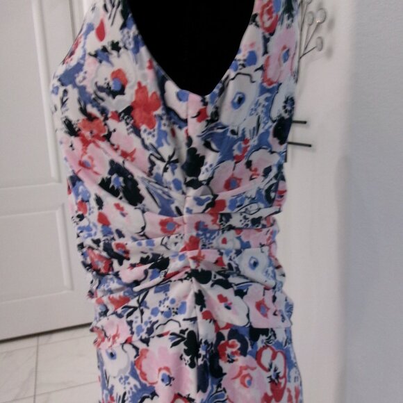 Ralph Lauren Floral Print Ruched Side Stretch Jersey Sleeveless Dress 6 - Picture 11 of 15